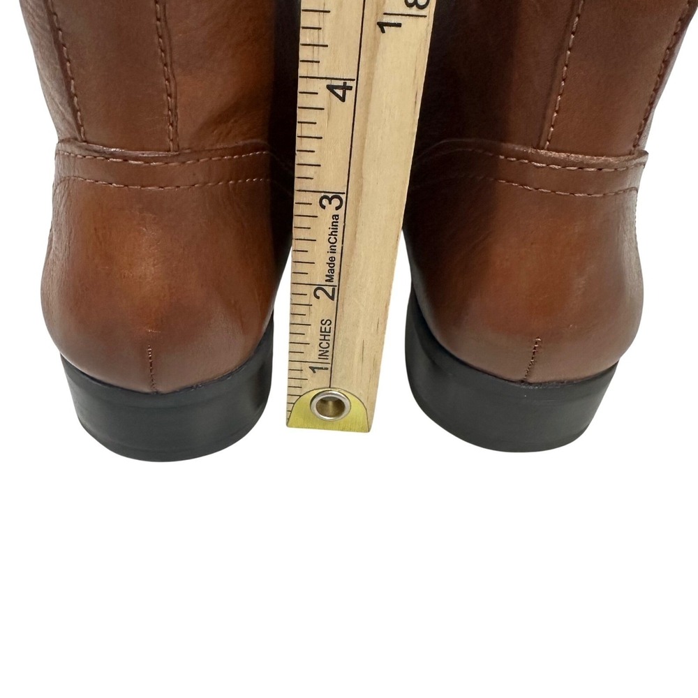 Nurture Willa Brown Leather Western Ankle Boots Chain Detail Side Zip Mens 6M - Picture 8 of 10